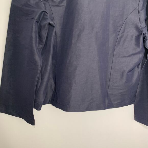 Bryn Walker Blue Linen Blend Boxy Double-Breasted Jacket Womens Large - Picture 13 of 14